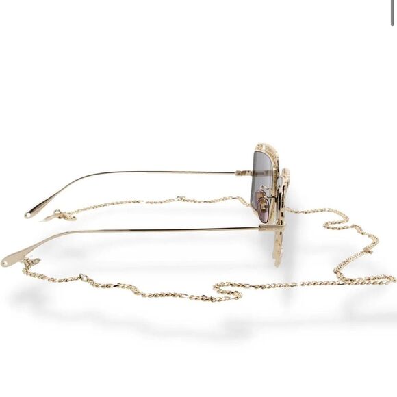 NWT GUCCI 54MM Rectangle Sunglasses Chain-Embellished Sunglasses - Picture 13 of 16